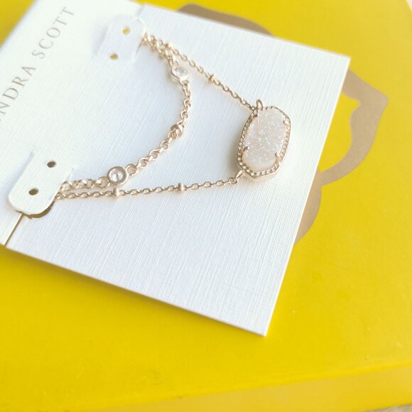 Kendra Scott Elisa Gold Iridescent Drusy Multi Strand Necklace Elegant Charm - Picture 2 of 3